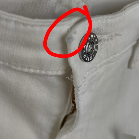 AG Adriano Goldschmied Legging Ankle Super Skinny Raw Hem White Jeans Sz 30 Flaw - Picture 6 of 16